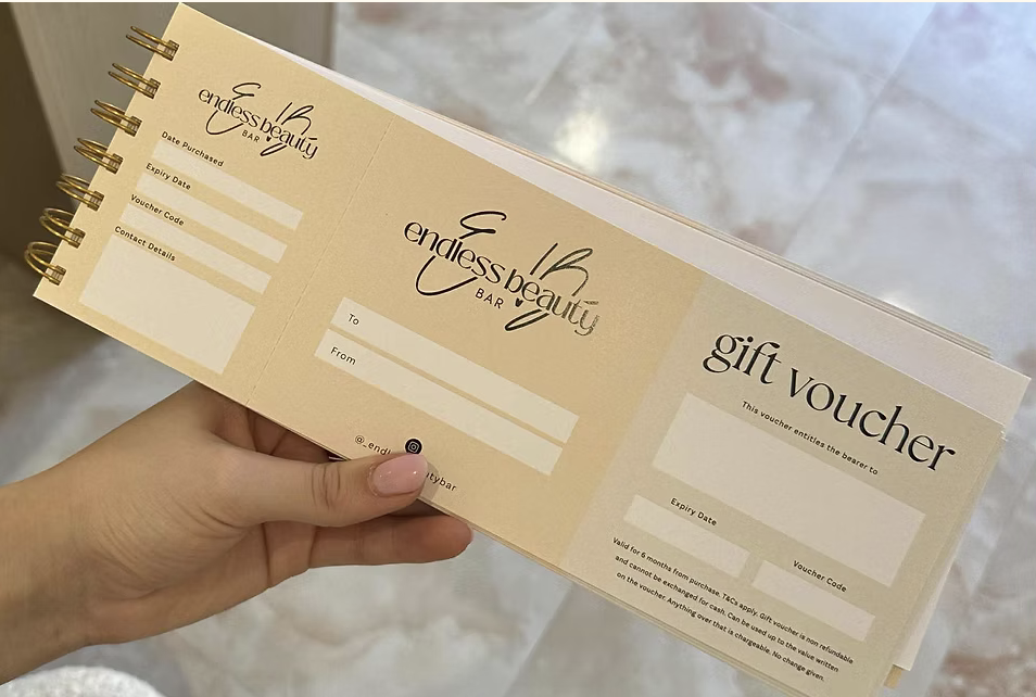 Endless Beauty Bar gift voucher booklet