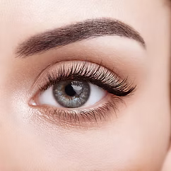 Tinted brow and lashes close-up